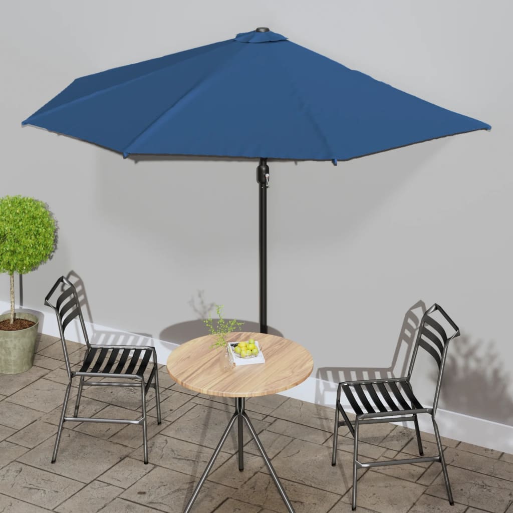 Altanparasol halvrund 300 × 155 × 223 cm - blå, aluminiumsstang