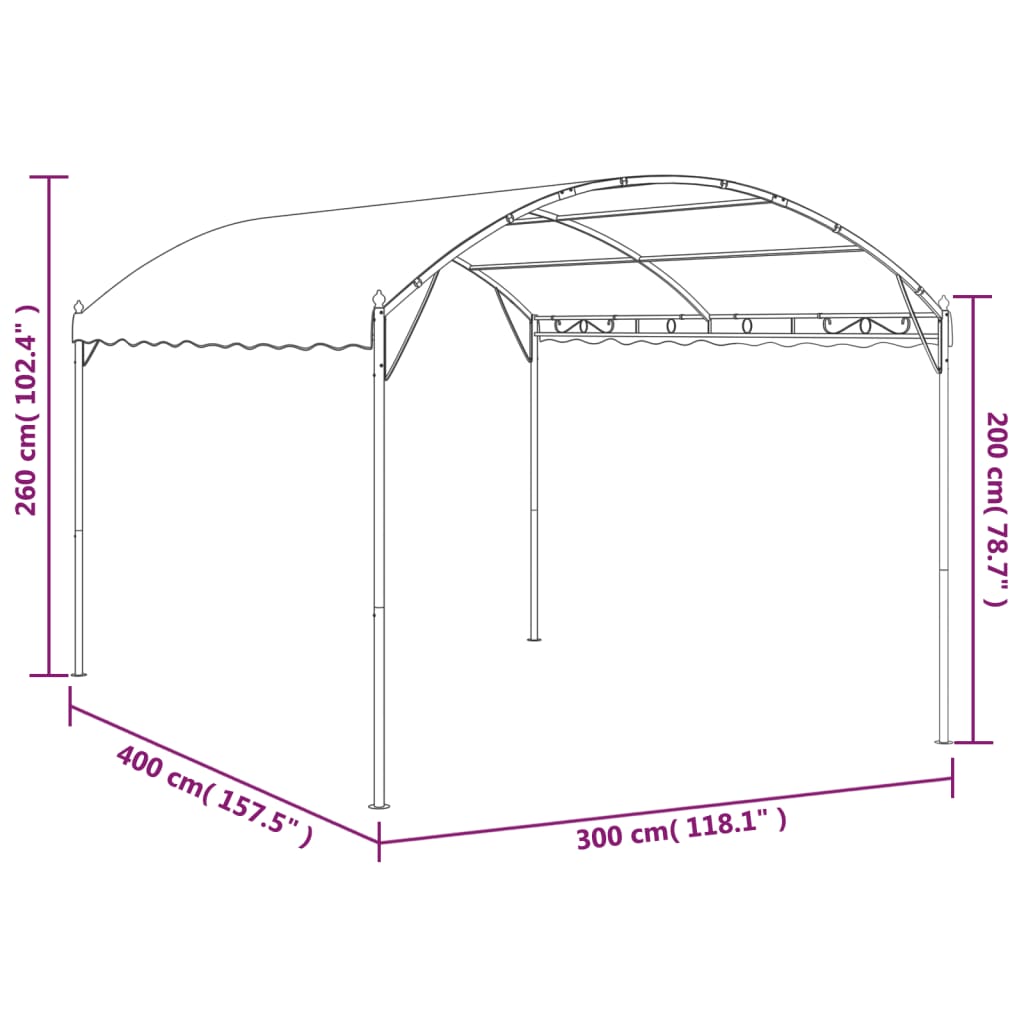 pavillon 4x3x2,6 m 180 g/m² gråbrun