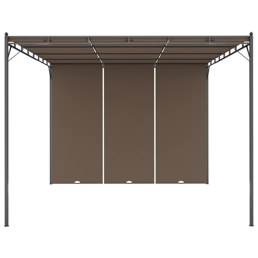 havepavillon med sidegardin 4x3x2,25 m gråbrun