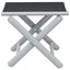foldbar fodskammel textilene og aluminium sort og sølvfarvet