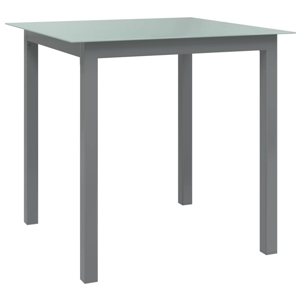 havebord 80x80x74 cm aluminium og glas lysegrå billede