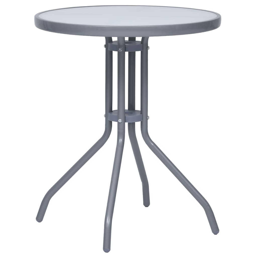 havebord 60 cm stål og glas lysegrå billede