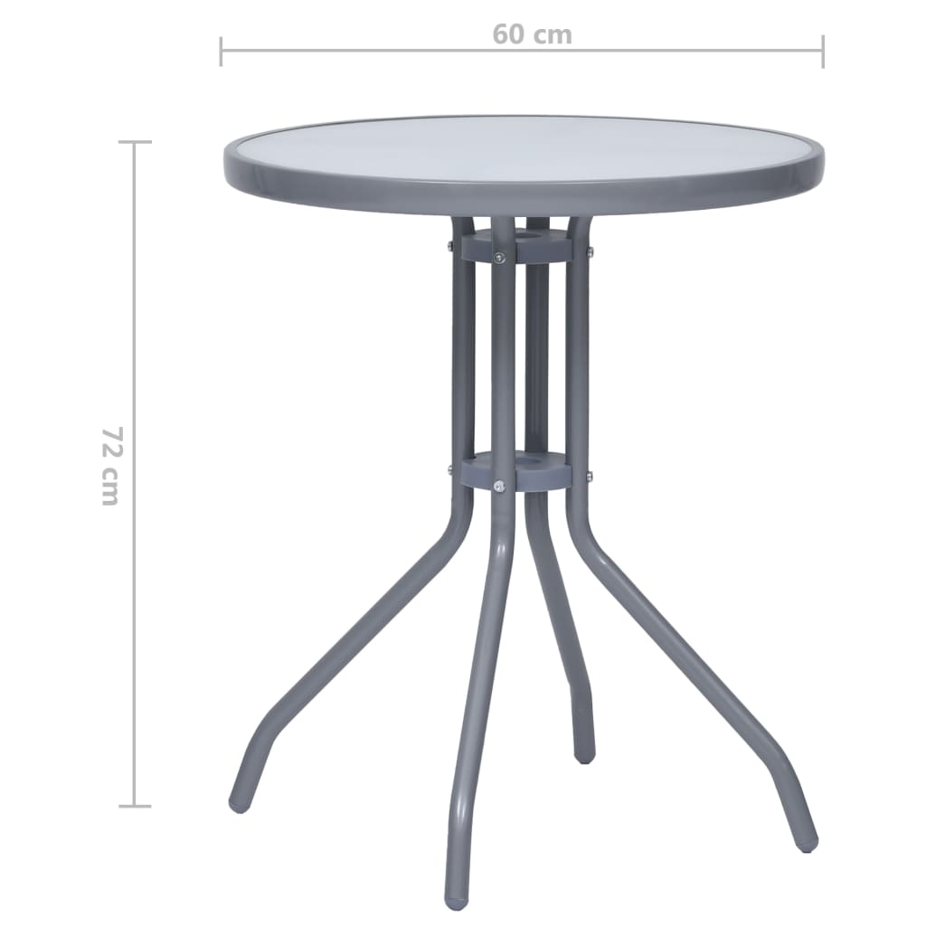 havebord 60 cm stål og glas lysegrå