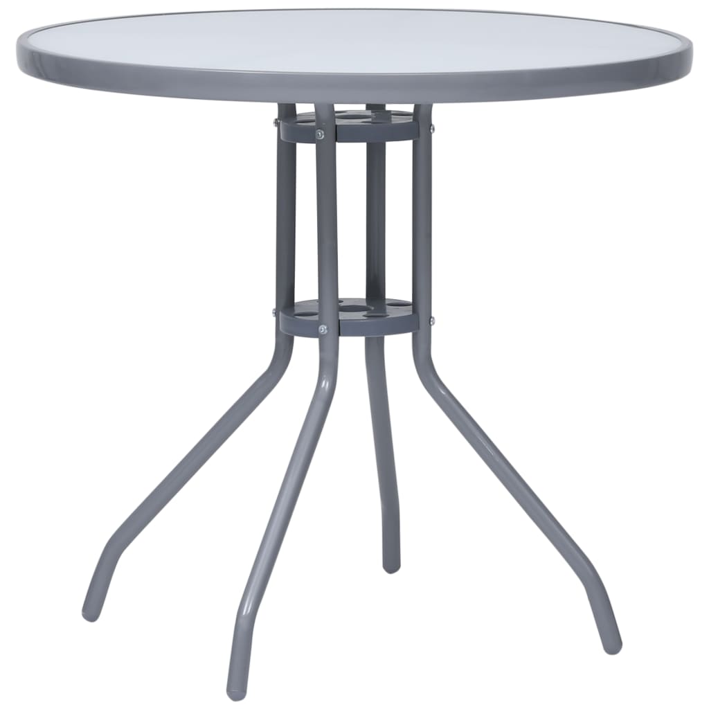 havebord 80 cm stål og glas lysegrå billede