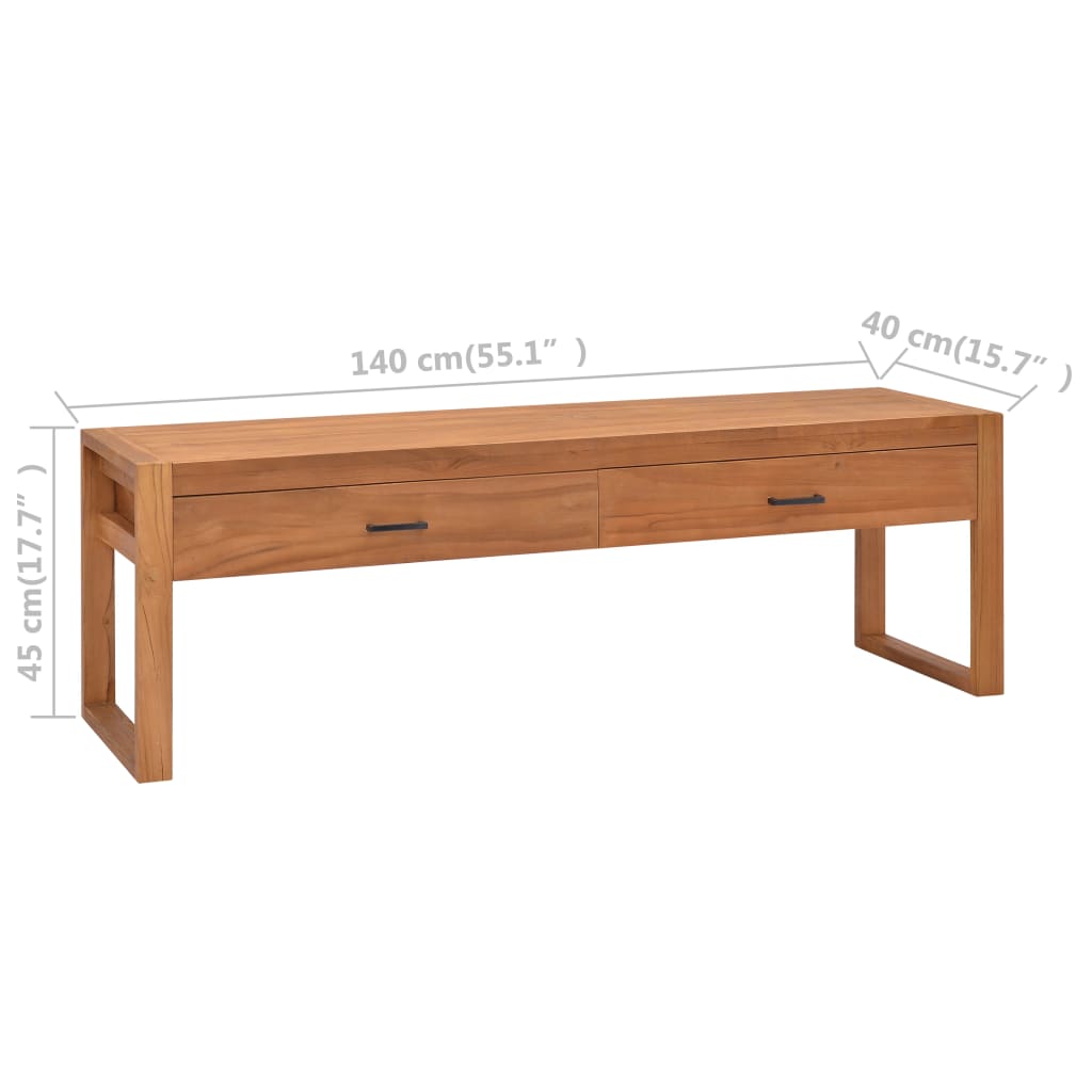 tv-bord 140x40x45 cm massivt teaktræ