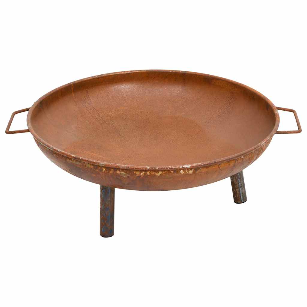 Bålfad i stål - 67,5 × 58 × 22,5 cm, rustik brun