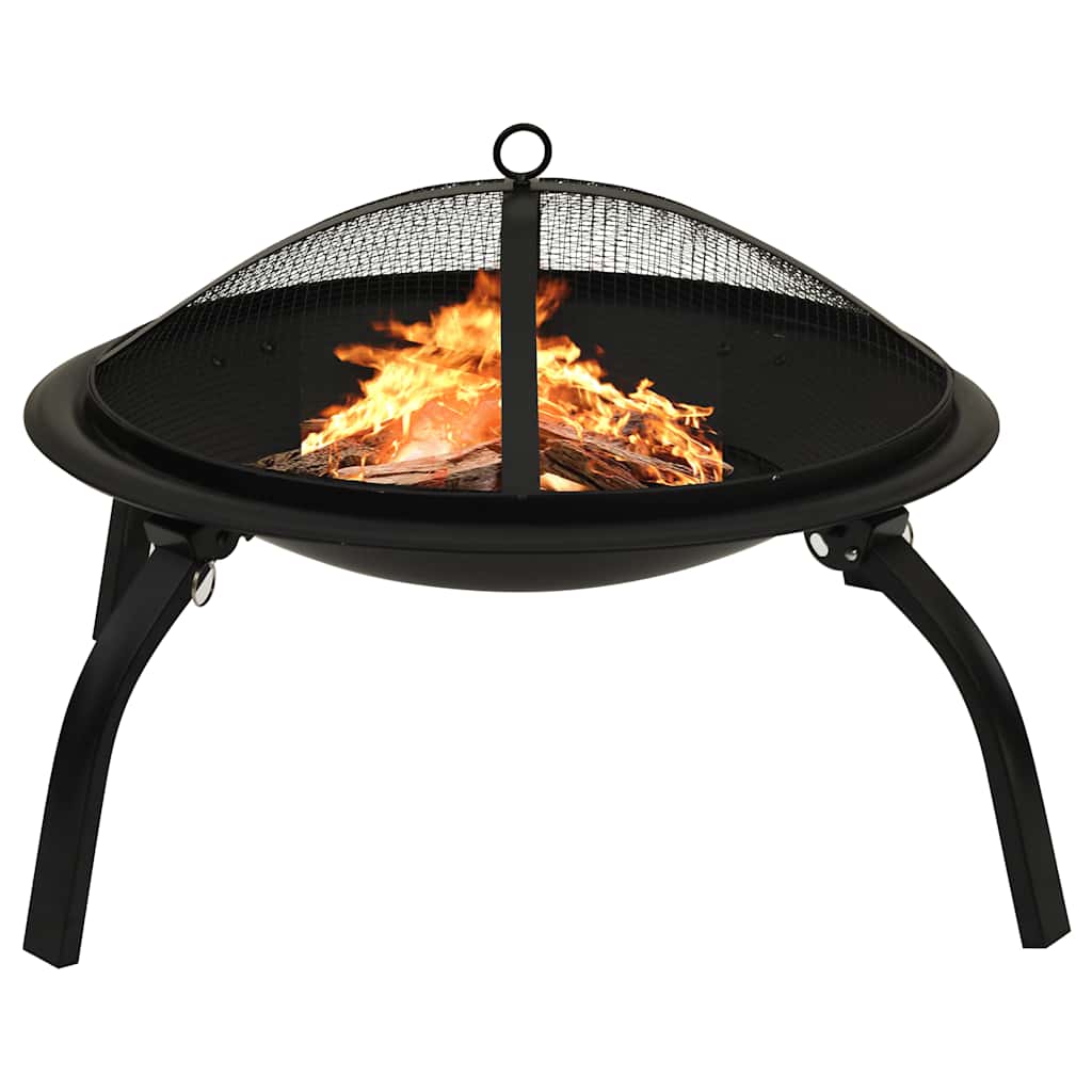 2-i-1 bålfad og grill med ildrager 56x56x49 cm stål billede