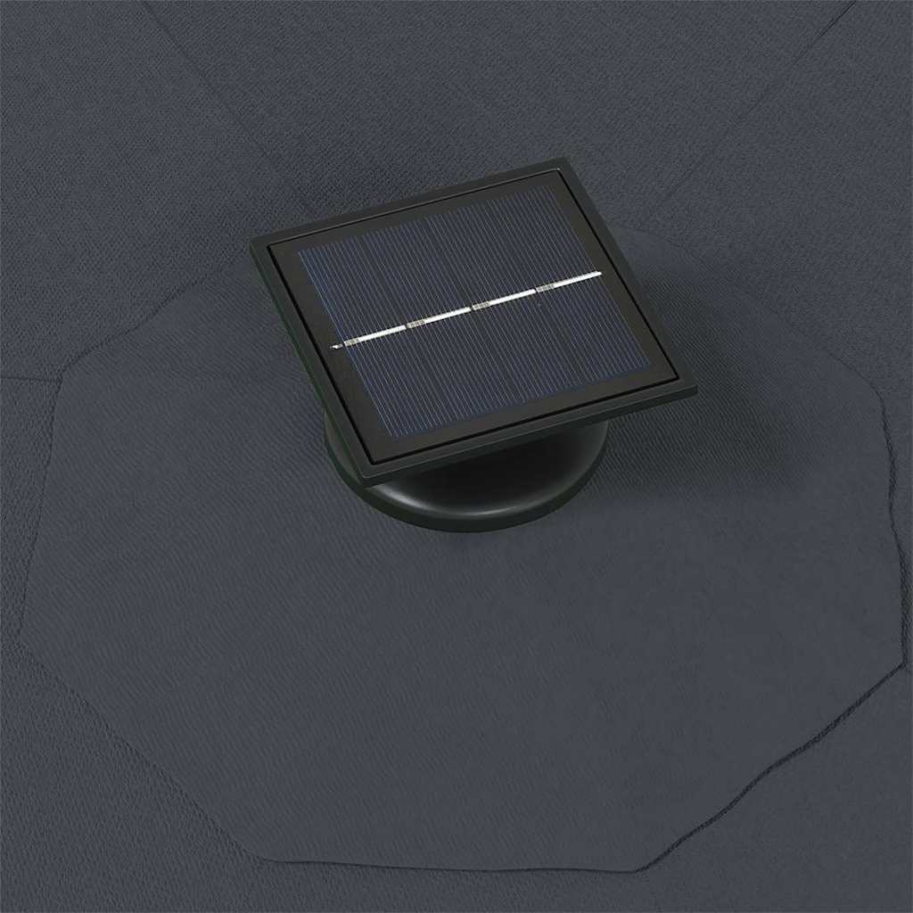 væghængt parasol m. LED-lys 300 cm antracitgrå