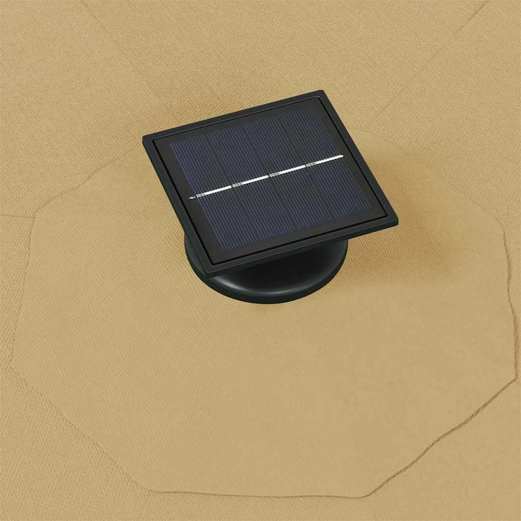 væghængt parasol m. LED-lys 300 cm gråbrun