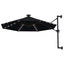 væghængt parasol m. LED-lys 300 cm sort