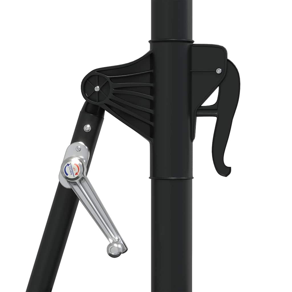 væghængt parasol m. LED-lys 300 cm sort