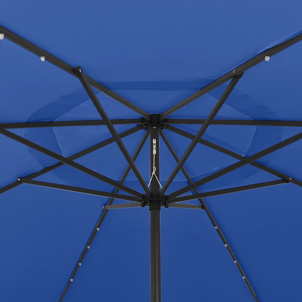 haveparasol med LED-lys 400 cm azurblå
