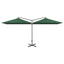 dobbelt parasol 600x300 cm stålstang grøn