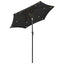 parasol med LED-lys 200x211 cm aluminium sort