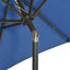 parasol med LED-lys 200x211 cm aluminium azurblå