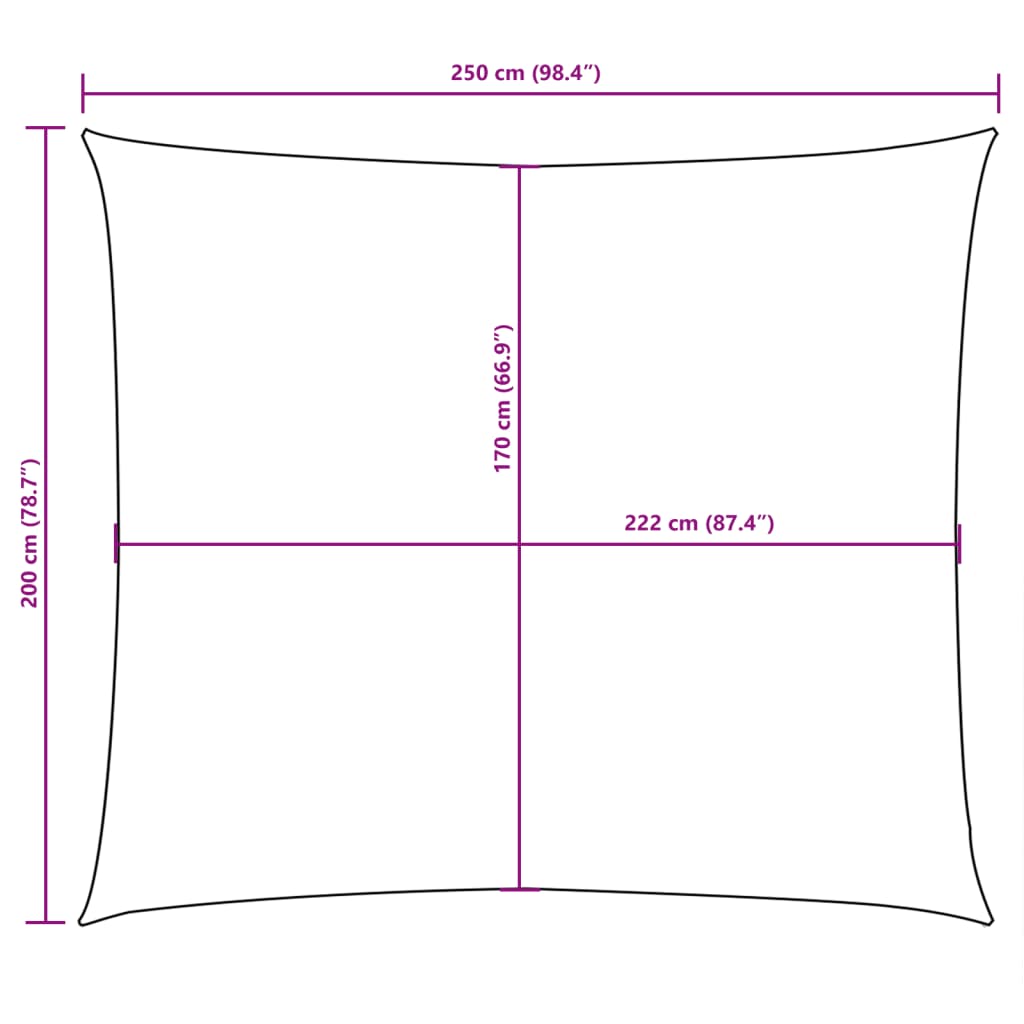 solsejl 2x2,5 m rektangulær oxfordstof beige