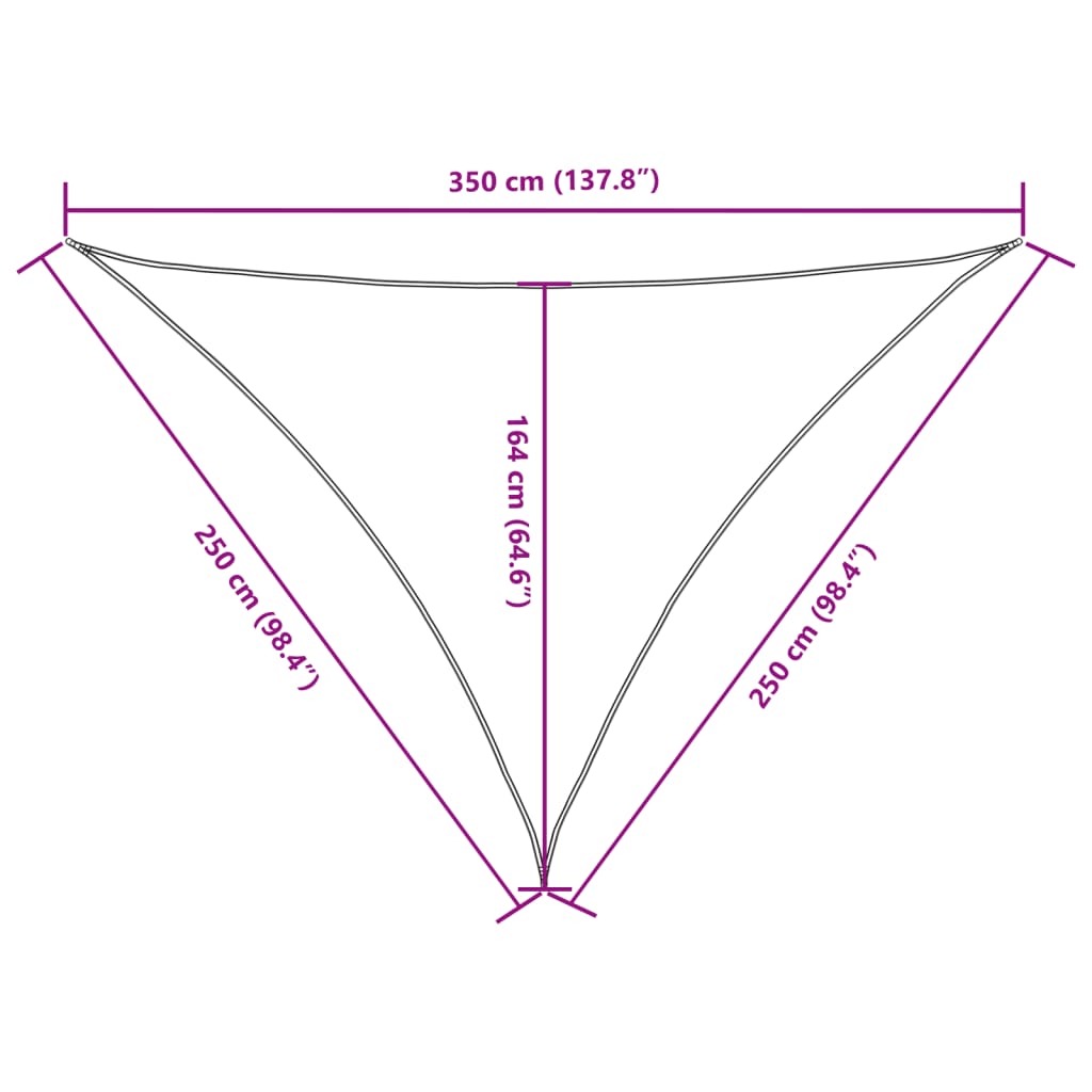 solsejl 2,5x2,5x3,5 m trekantet oxfordstof cremefarvet