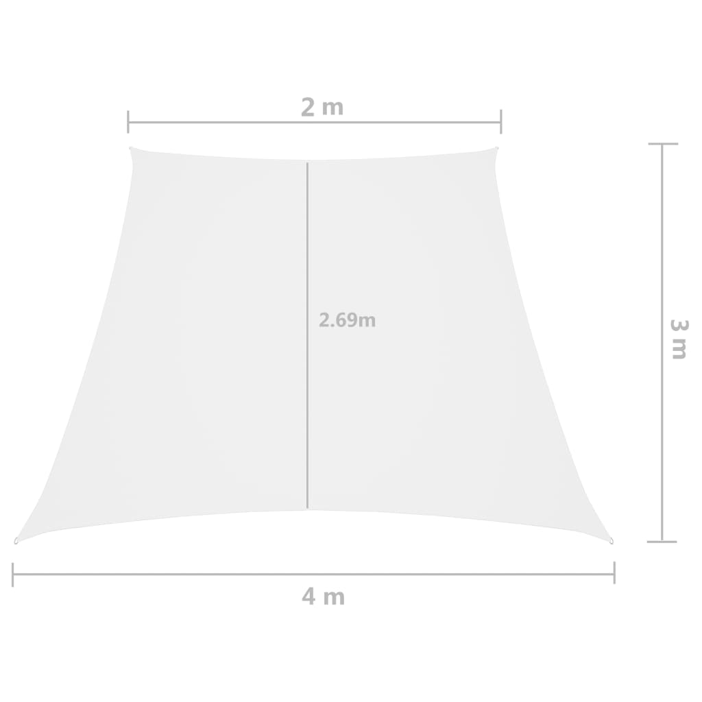 solsejl 2/4x3 m trapezformet oxfordstof hvid