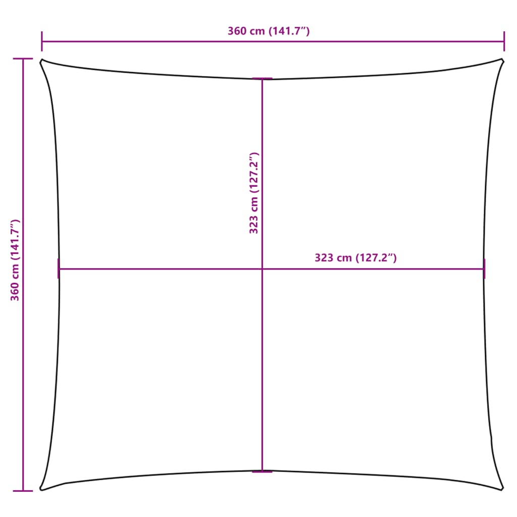 solsejl 3,6x3,6 m oxfordstof firkantet gul