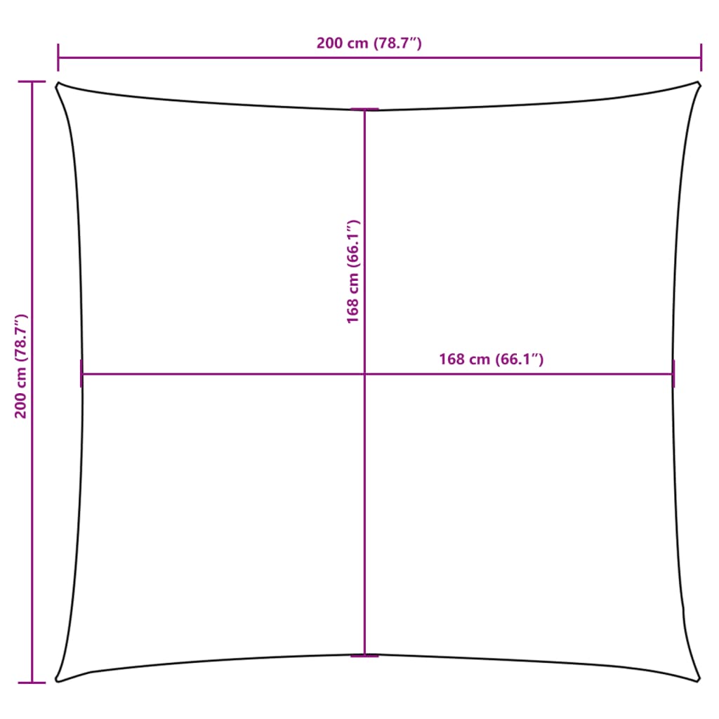 solsejl 2x2 m firkantet oxfordstof orange