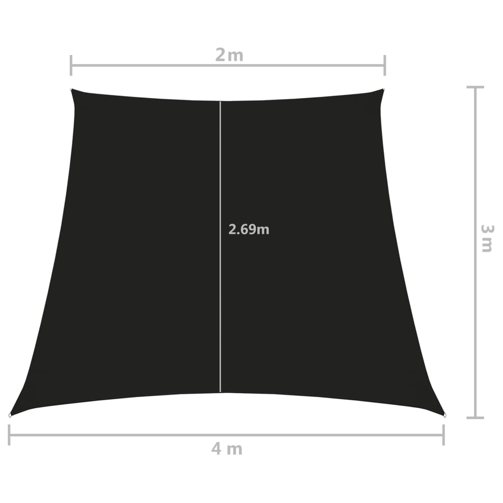 solsejl 2/4x3 m trapezformet oxfordstof sort