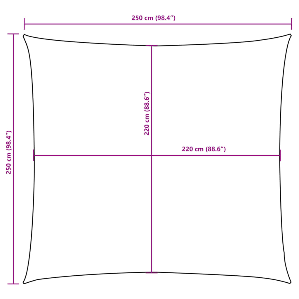 solsejl 2,5x2,5 m firkantet oxfordstof brun