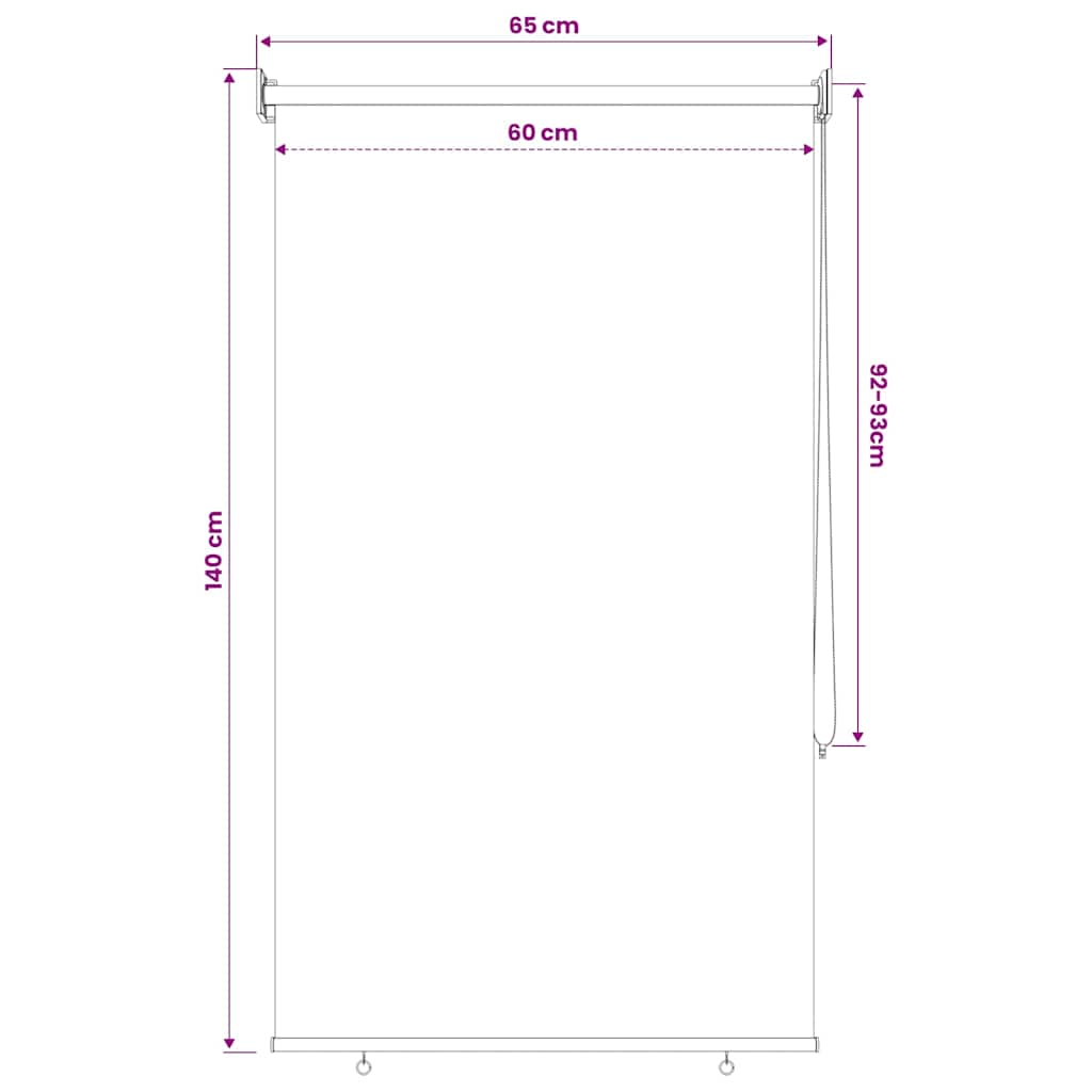 udendørs rullegardin 65 (B) x 140 (H) cm beige