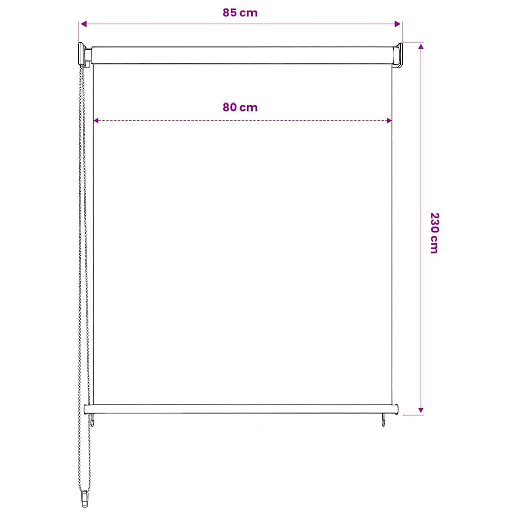udendørs rullegardin 85 (B) x 230 (H) cm HDPE cremefarvet