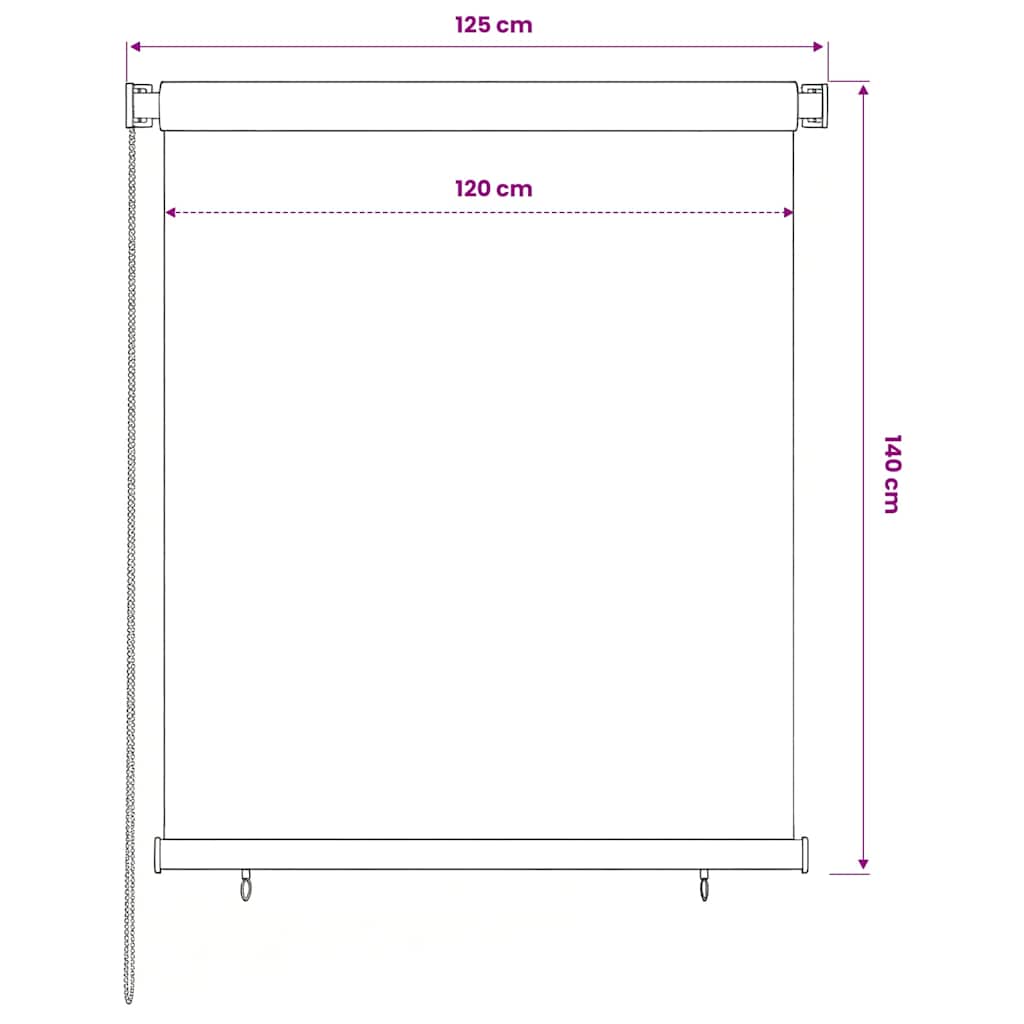 udendørs rullegardin 125 (B) x 140 (H) cm HDPE mørkegrøn
