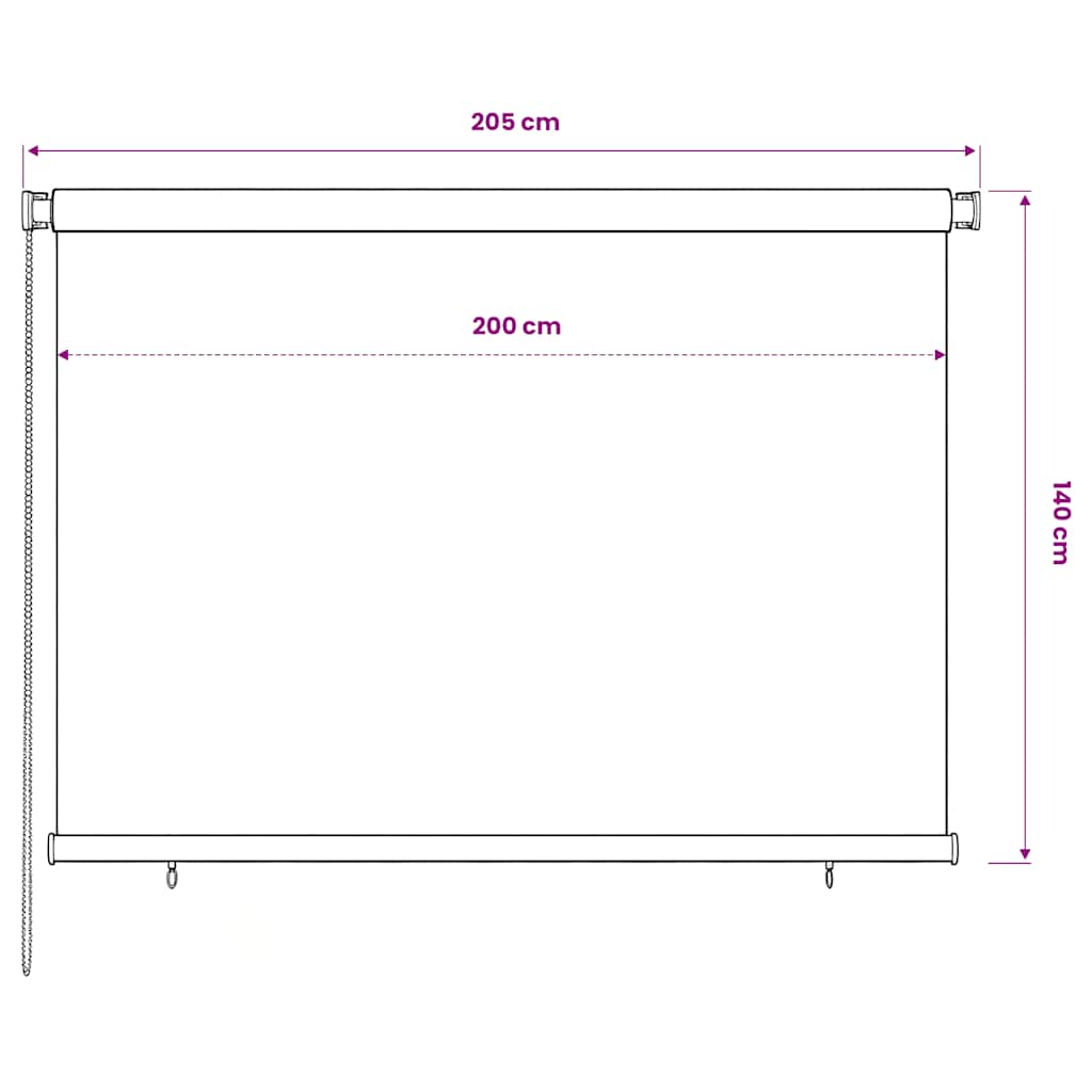 udendørs rullegardin 205 (B) x 140 (H) cm HDPE mørkegrøn