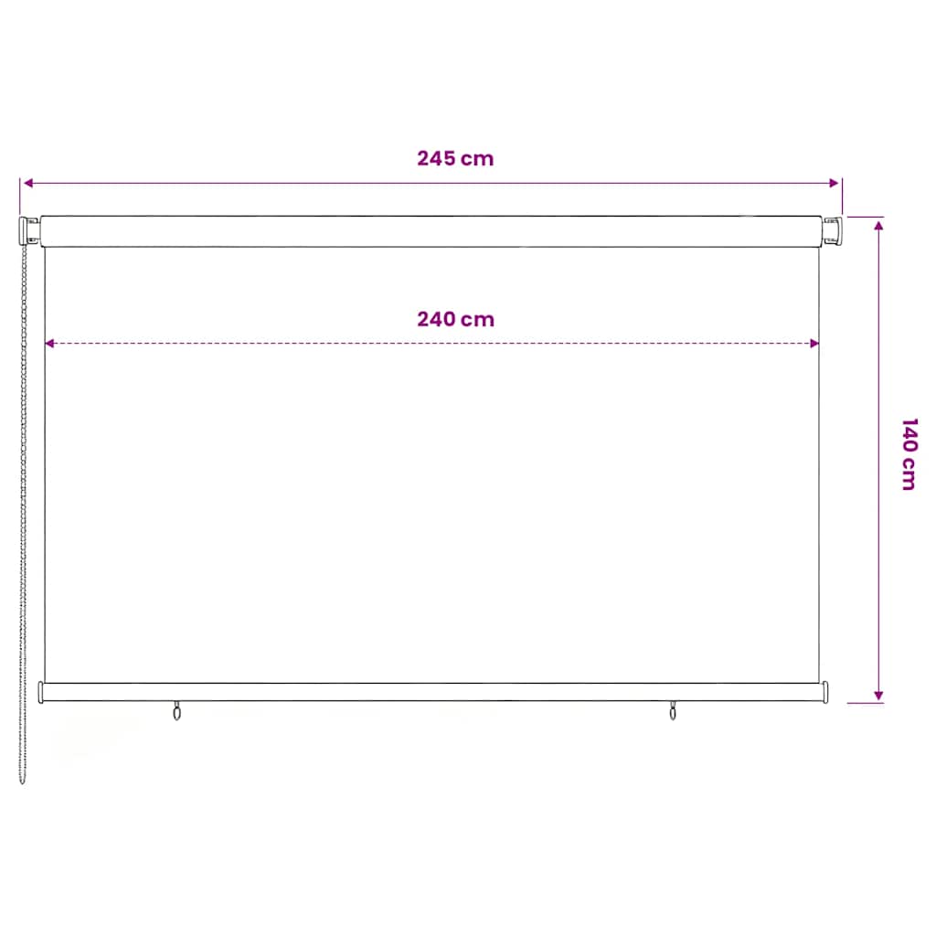 udendørs rullegardin 245 (B) x 140 (H) cm HDPE mørkegrøn