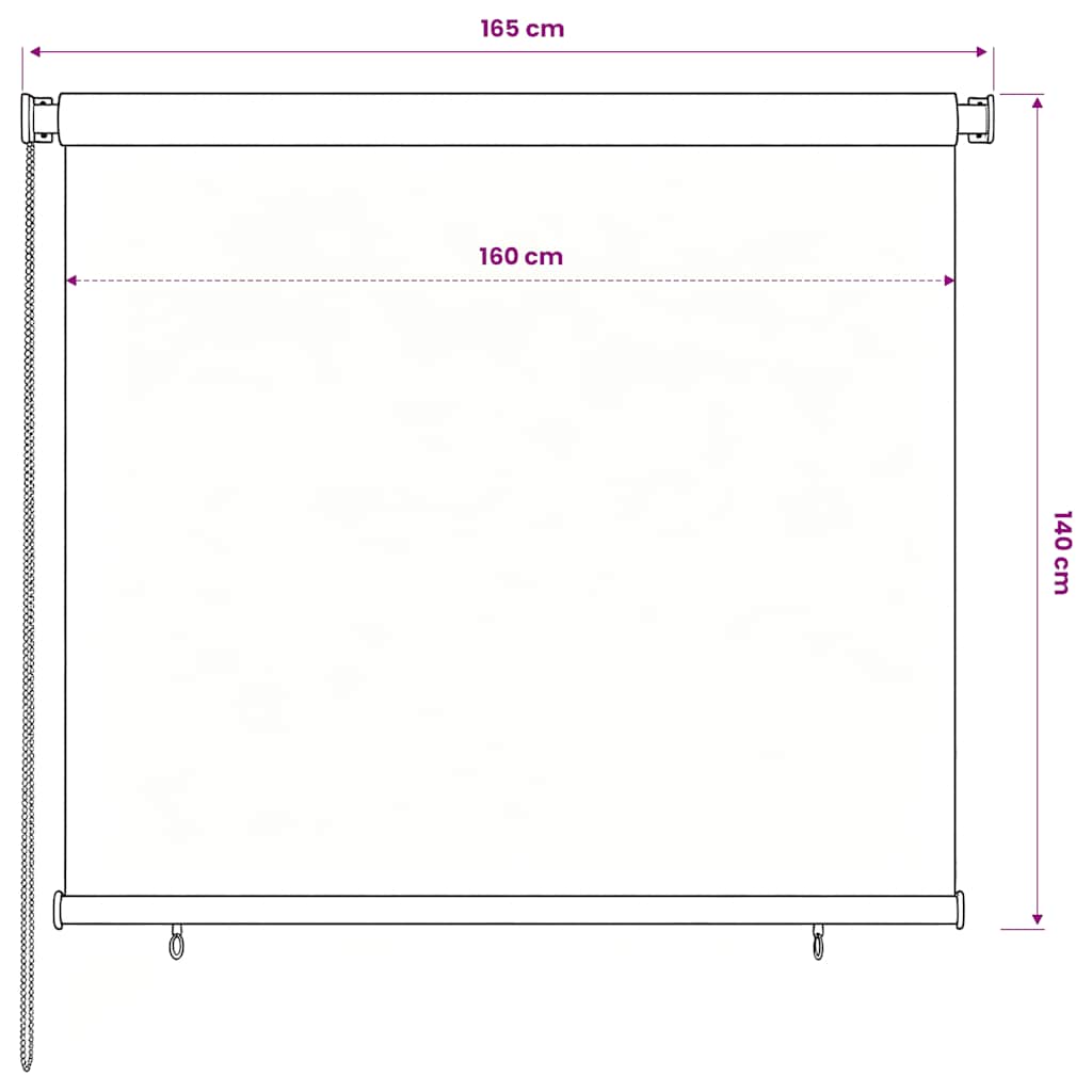 udendørs rullegardin 165 (B) x 140 (H) cm HDPE blå