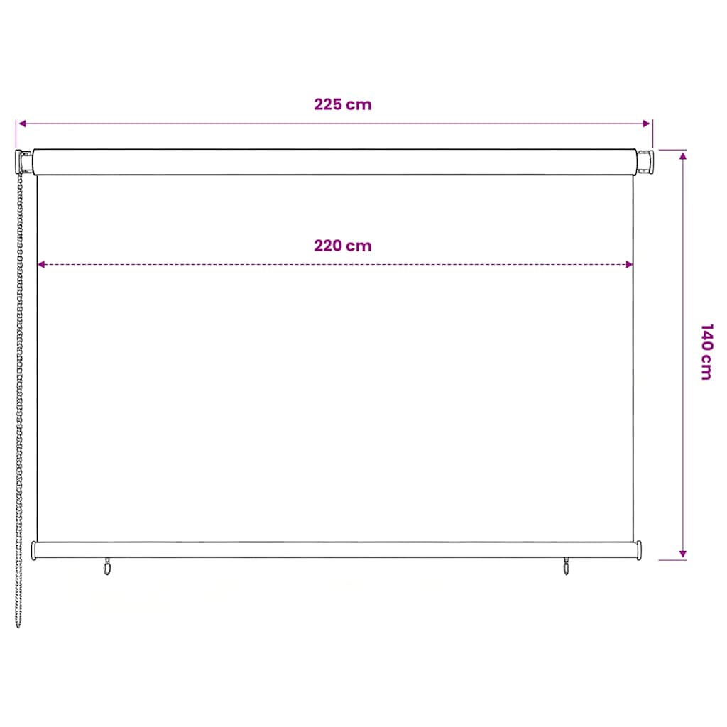 udendørs rullegardin 225 (B) x 140 (H) cm HDPE blå