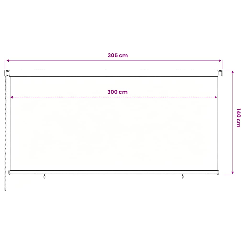 udendørs rullegardin 305 (B) x 140 (H) cm HDPE blå
