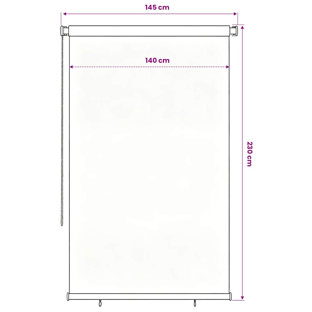 udendørs rullegardin 145 (B) x 230 (H) cm HDPE blå