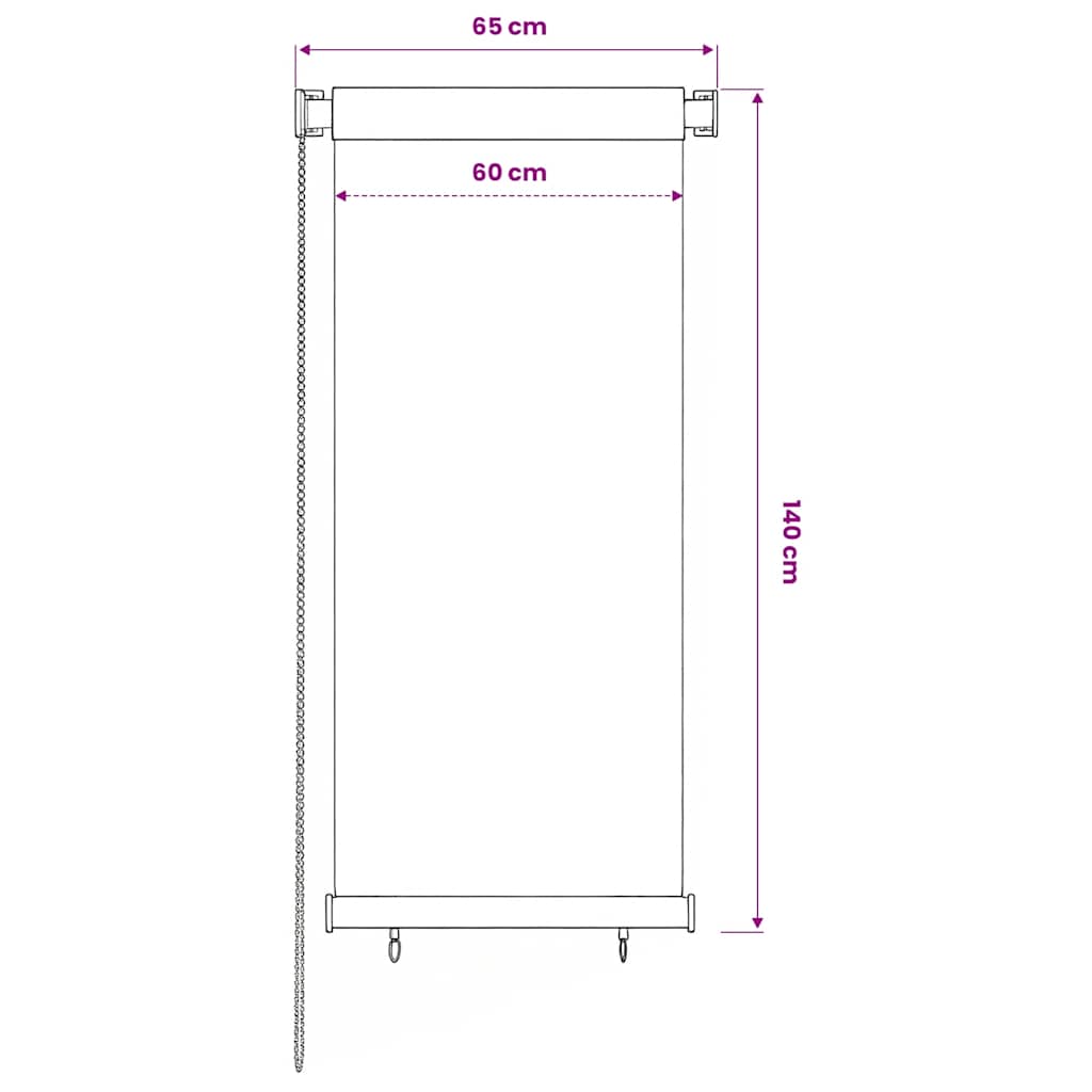 udendørs rullegardin 65 (B) x 140 (H) cm sort