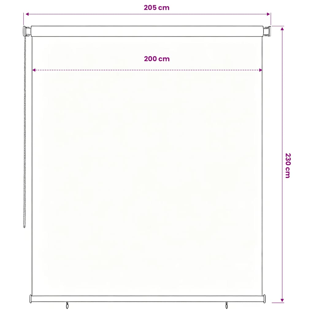 udendørs rullegardin 225 (B) x 230 (H) cm sort
