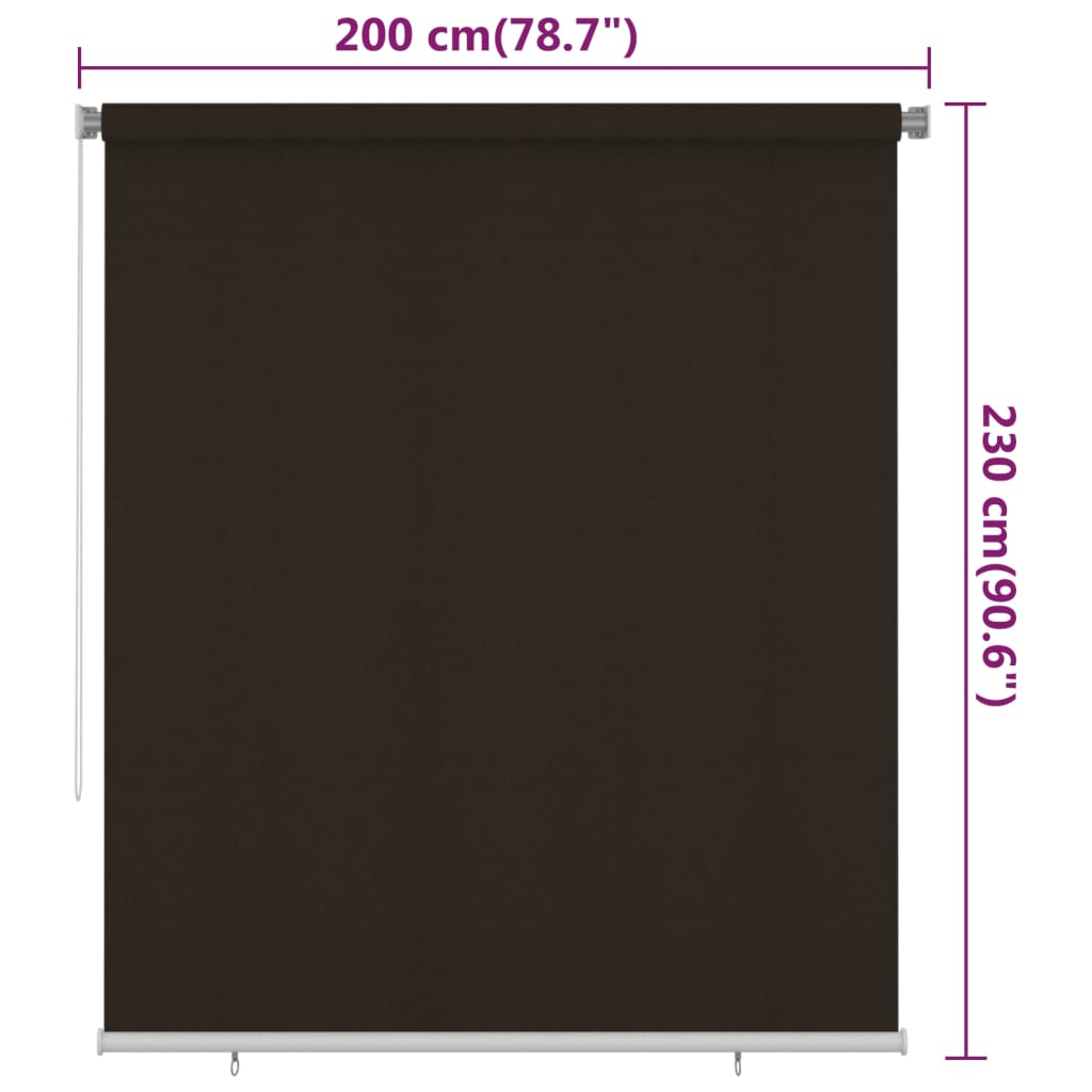 udendørs rullegardin 205 (B) x 230 (H) cm HDPE brun