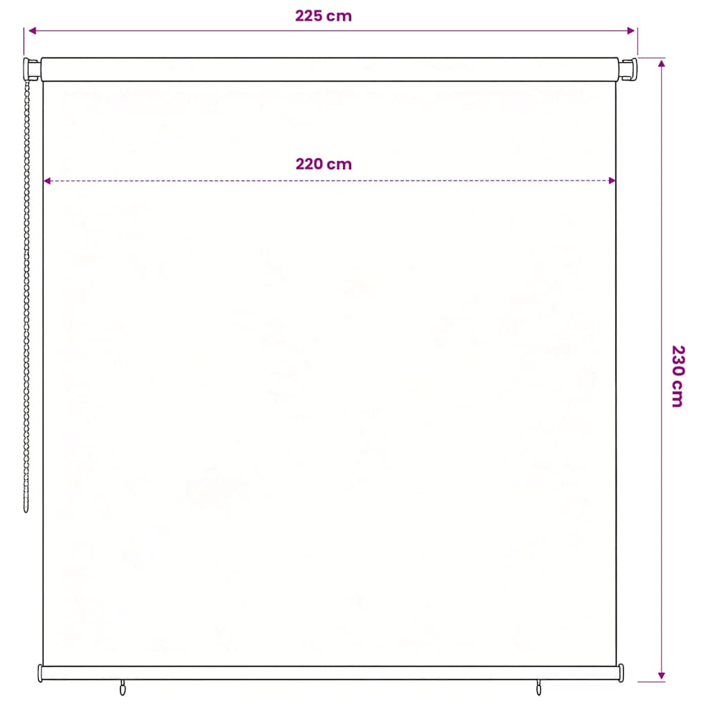 udendørs rullegardin 225 (B) x 230 (H) cm HDPE brun