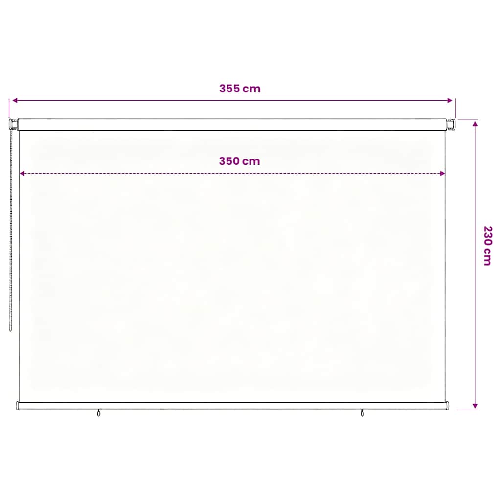 udendørs rullegardin 355 (B) x 230 (H) cm HDPE brun