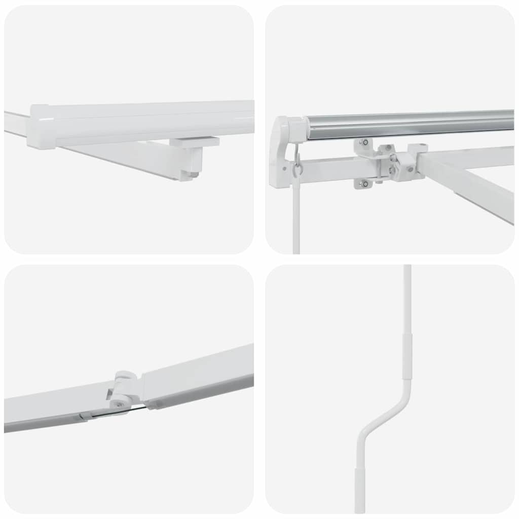 Markiseramme med LED -strimmellys Hvid 350 x 250 cm Aluminium