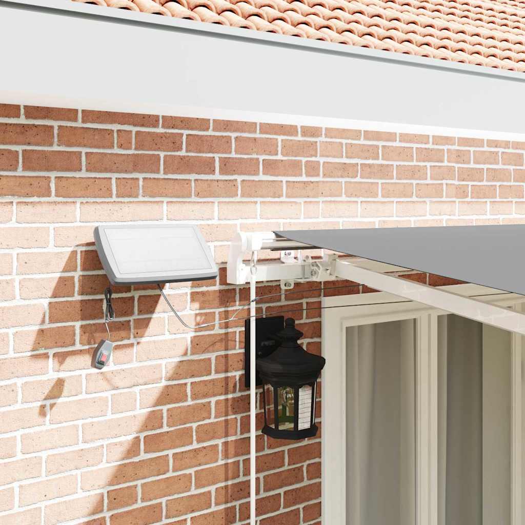 Markiseramme med LED -strimmellys Hvid 450 × 300 cm Aluminium