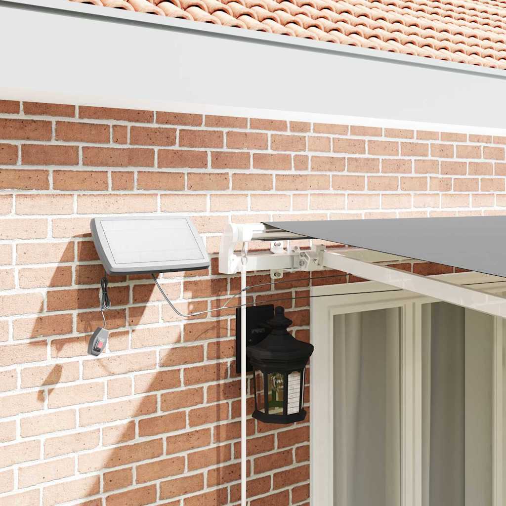 Markiseramme med LED -strimmellys Hvid 400 × 350 cm Aluminium