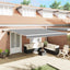 Markiseramme med LED -strimmellys Hvid 400 × 350 cm Aluminium
