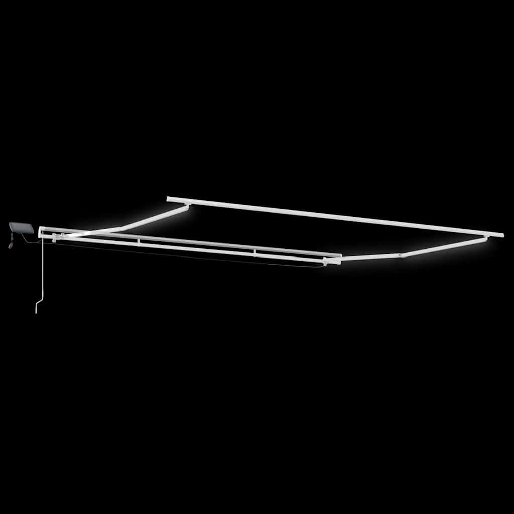 Markiseramme med LED -strimmellys Hvid 400 × 350 cm Aluminium