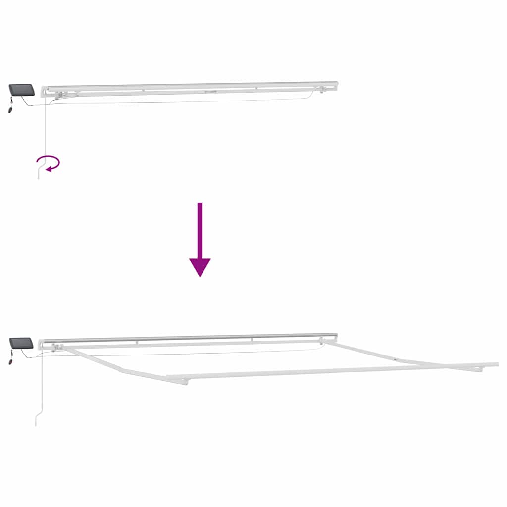 Markiseramme med LED -strimmellys Hvid 500 × 350 cm Aluminium