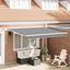 Markiseramme med LED -strimmellys Hvid 350 x 250 cm Aluminium