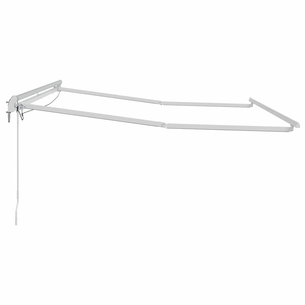 Markiseramme med LED -strimmellys Hvid 350 x 250 cm Aluminium