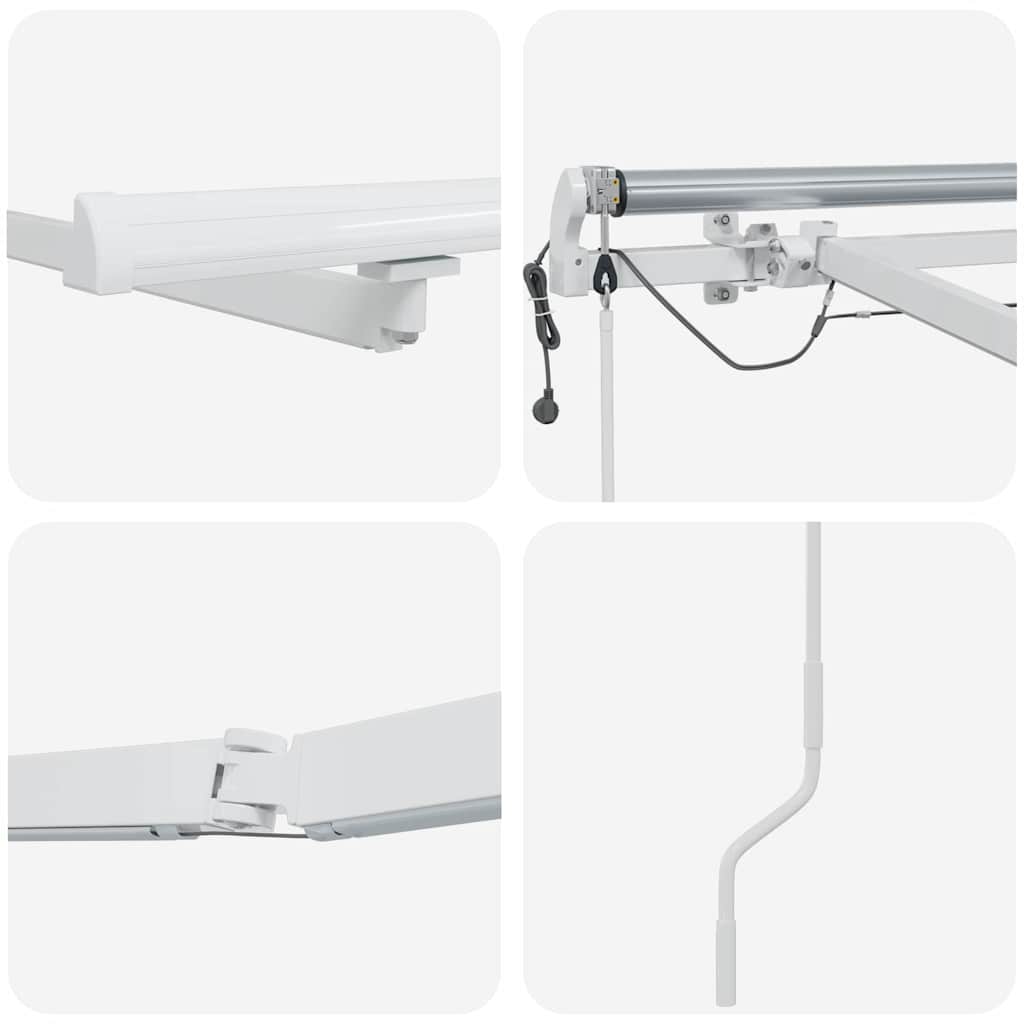 Markiseramme med LED -strimmellys Hvid 600 × 300 cm Aluminium