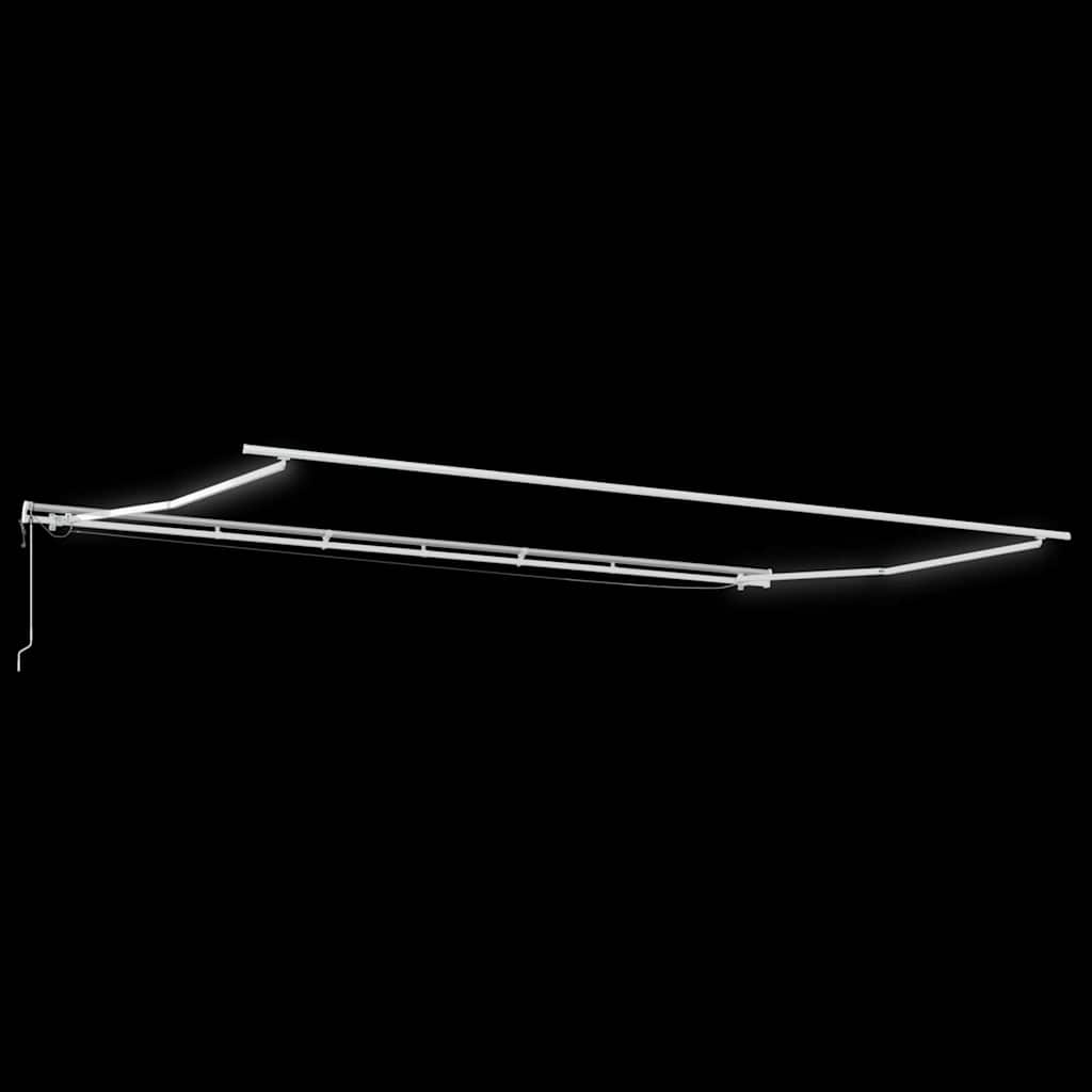 Markiseramme med LED -strimmellys Hvid 600 × 300 cm Aluminium